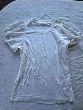 Amazon Essentials White Puff-Sleeve Crewneck Tee